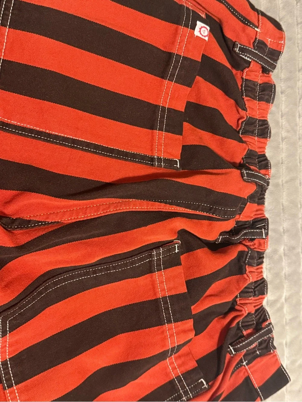 Big Bud Press Work Pants-Red and Black Vertical Stripe - Picture 10 of 12